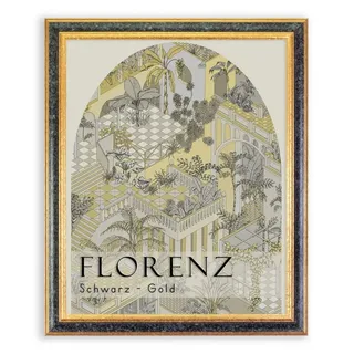 Einzelrahmen Bilderrahmen Florenz, (1 Stück), 45x60 cm, Schwarz Gold, Holz schwarz 45 cm x 60 cm