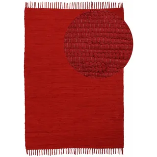 carpetfine Kelim Chindi uni Wendeteppich 60 x 90 cm Rot