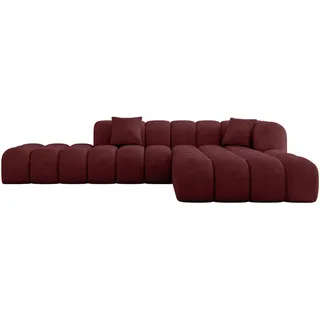 altdecor Eckcouch Samt 6-Sitzer Bordeauxrot
