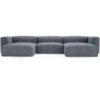 GRAINGOLD Ecksofa Cord 5-Sitzer Grau