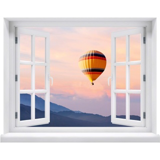 Wandtattoo - Fenster mit Aussicht Heißluftballon 120 x 94 cm – Wandsticker