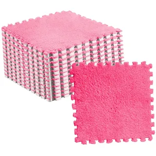 10 Stück 30 X 30 Cm/11,8 X 11,8 Zoll Plüsch-Puzzle-Schaumstoff-Bodenmatte, Rutschfeste Puzzle-Bereichsteppich-Spielmatte für den Zimmerboden (Rosenrot)