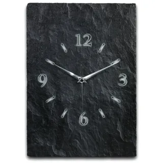 Kreative Feder Wanduhr Design-Wanduhr aus Stein (Keramik) mit flüsterleisem Uhrwerk (ohne Ticken; außergewöhnlich & modern; Größe ca. 35x25cm) schwarz