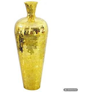 Wohnling Bodenvase WL7.580 Vase 70 cm Gold Standvase Blumenvase XL Wohndeko Groß (Große Metallvase aus lackiertem Metall), Wohnaccessoire im Stil einer Discokugel goldfarben