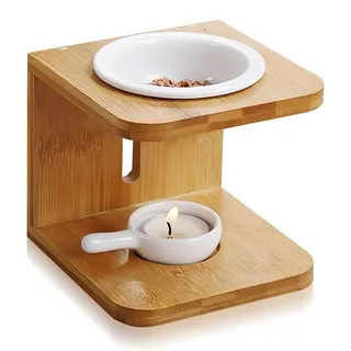 Duftlampe für ätherische Öle und Duftkerzen: Keramik. Bambus-Duftdiffusor, Lampe für ätherische Öle, Aromalampe für Aromatherapie, zur Entsp...