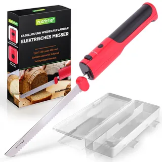 NutriChef Elektrisches Küchenmesser 29 cm Rot