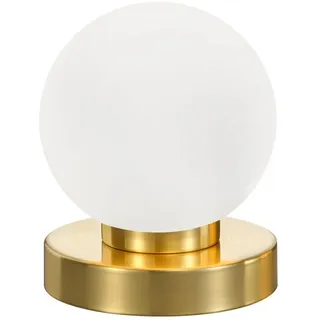 meineWunschleuchte Tisch-Leuchte Touch dimmbar mit Glaskugel, Messing | Höhe 15cm, mit E14 LED, Kugelleuchte innen, kleine Retro Nachttischlampe, für Schlafzimmer & Wohnzimmer