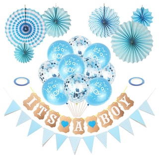 GelldG Dekokugel Rosa Baby Party Dekoration mit 10 Luftballons blau
