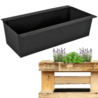 alles-meine.de GmbH Metall - Paletten - Blumenkasten - Ø 38 cm/Pflanzkasten - schwarz - Einsatz - länglich - groß - Paletteneinsatz Europaletten Europaletteneinsatz Pflanzkaste..