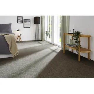 andiamo Teppichboden Izmir für Wohnzimmer und Kinderzimmer - Teppichboden Meterware zum Verlegen - Teppichbelag mit hoher Trittschalldämmung - weicher Teppichboden 400 x 400 cm Braun-Grau