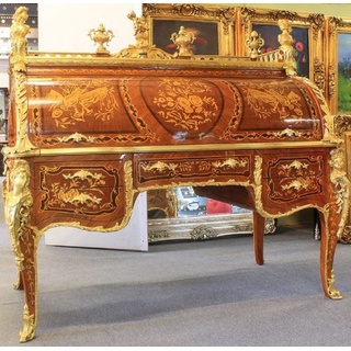 Casa Padrino Luxus Barock Schreibtisch Braun / Gold 160 x 80 x H. 140 cm - Barock Büromöbel