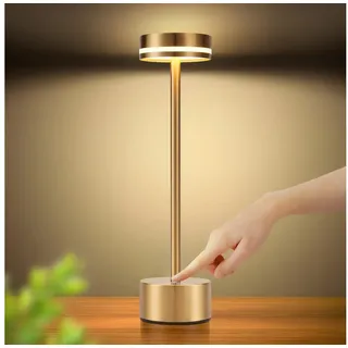 Nettlife LED Tischleuchte Modern Gold/Weiß/Schwarz/Silber Kabellose Nachttischlampe USB-C, Touch Dimmbar, LED fest integriert, Modern Tischlampe für Schlafzimmer Esszimmer Büro goldfarben