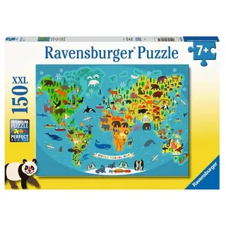 Ravensburger Puzzle - Tierische Weltkarte - 150 Teile Puzzle für Kinder ab 7 Jahren