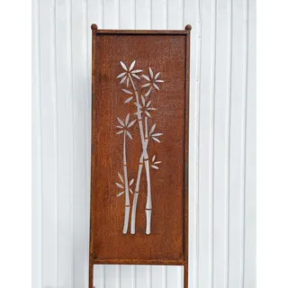 Edelrost Sichtschutz 1x Bambus Motiv 162 cm x 53 cm Paravent zum Stecken | Metall Paravent, Zum Stecken, Wetterfest, Roststahl, Für Garten & Terrasse