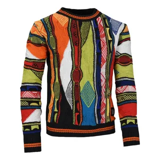 Carlo Colucci Pullover Cason blau / kiwi / orange / schwarz 122