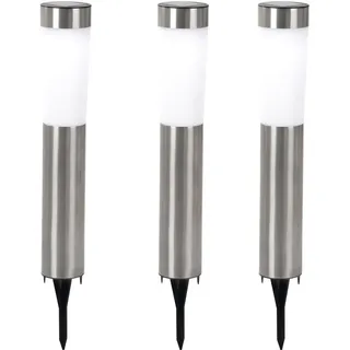 GLOBO Solarleuchte Edelstahl 7,5x56 cm 3er Set silber
