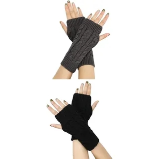 Fingerlose Handschuhe für Damen Gestrickte Halb Fingerhandschuhe Kurzer Strickha