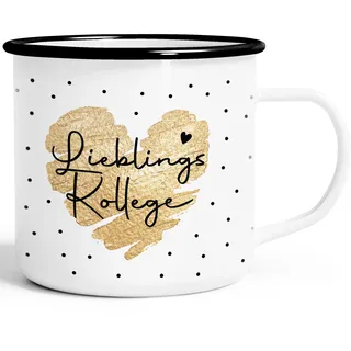 SpecialMe® Emaille-Tasse Herz Danke Geschenk Lieblingsmensch Alltagsheld Berufe Spruch Schrift Emaillebecher Weiss-schwarz Emailletasse