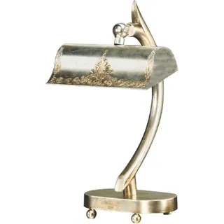 Casa Padrino Luxus Jugendstil Schreibtischleuchte Silber 19 x 18 x H. 33 cm - Elegante Messing Tischleuchte mit schwenkbarem Lampenschirm - Barock ... - Silber
