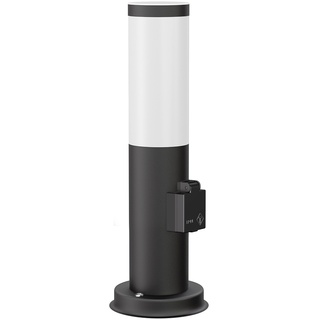 ledscom.de Wegelicht / Pollerleuchte / Gartenleuchte PORU für außen, IP44, 39 cm, schwarz, 1x E27 max. 40W, Steckdose