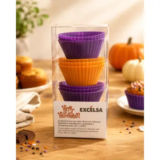 Excelsa Happy Halloween 12 Silikon Muffinformen 6,5 cm Backförmchen Muffin B5
