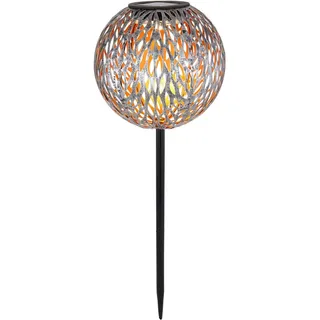 GLOBO LED Solarleuchte Metall Kugel Ø 18cm Silbergrau mit Erdspieß |