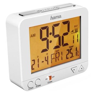 Hama Wecker RC 550 Funk, digital, Snooze, Thermometer, Lichtsensor, weiß