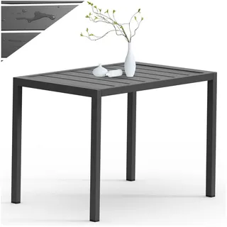 MuCoLa Aluminium Beistell Balkontisch rechteckig wetterfest Anthrazit Tisch Outdoor hitze- und wetterbeständig Terrassentisch 46x35cm