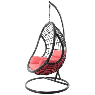 KIDEO Hängesessel »Hängesessel PALMANOVA grau«, moderne Loungemöbel, Hängestuhl in grau, inklusive Gestell und Kissen rosa
