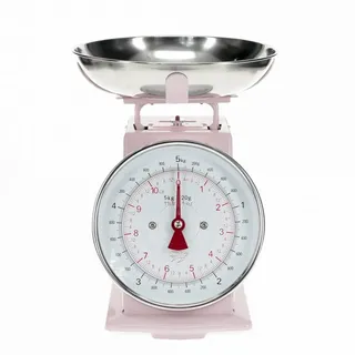 Rex London Küchenwaage Mechanische Küchenwaage mit Edelstahlschüssel für Backen & Kochen rosa
