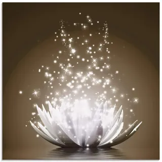 ARTland Wanddeko Glasbilder Wandbild Glas Bild einteilig Quadratisch Asien Botanik Blumen Blüten Lotusblume Seerose Modern braun T3ZX