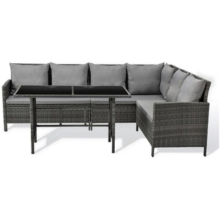 SVITA Eckbankgruppe MADISON, (Set, 2-tlg., Lounge mit Tisch), Gartenlounge, Sitzlounge, Tisch mit Glasplatte grau