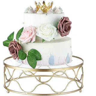NUPTIO Tortenständer Gold mit Acrylplatte, 30cm Cupcake Ständer Metall | Rund, Nachmittagstee Dessert Display Tablett für Hochzeit, Geburtstag, Party, Baby Dusche, Weihnachten Dekorationen