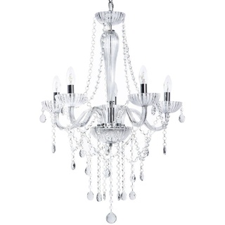 BELIANI Kronleuchter Transparent und Silber Metall mit Glaskristallen 5-flammig venezianischer Glamour Stil