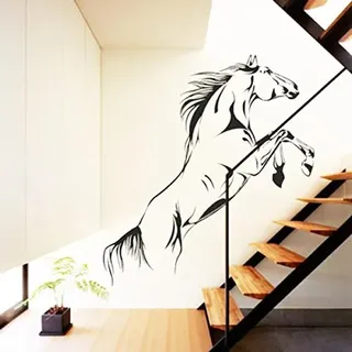 Ouneed® Wandaufkleber Wandtattoo Wandsticker, Schwarzes laufendes Pferden-Wand-Aufkleber-entfernbares Vinylabziehbild-Kunst-Wandhauptdekor