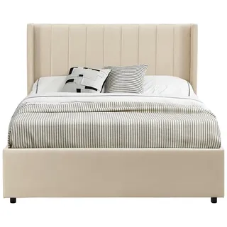 Juskys Polsterbett Savona 120 x 200 cm Beige mit Matratze H3