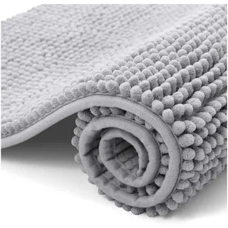 LuxusKollektion Badematte Badematte Chenille 40x60cm Hellgrau