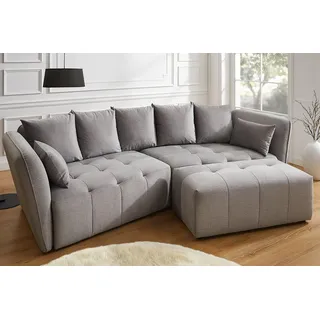 riess-ambiente Fußhocker ROYAL 120cm grau - Strickstoff, Federkern, Ziersteppung (Einzelartikel, 1 St), gepolsterter Sitzhocker - ideal für Ankleide, Garderobe & Wohnzimmer grau
