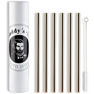 Buddy's Bar Trinkhalme 11 tlg. Set in Kupferoptik, Maße: 0,8x0,8x21,5 cm + Reinigungsbürste, Kupfer-Look