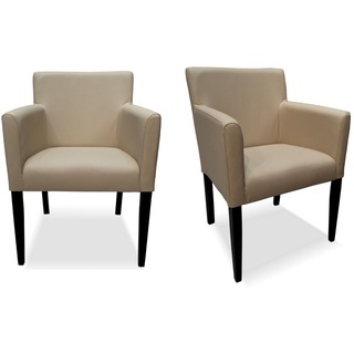 Beige Esszimmerstühle mit Lehnen Stuhl Sessel Echt Leder Stühle Lederstühle