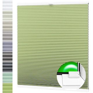 Wabenplissee Verdunklung Thermo Plissee Kleben Ohne Bohren Pistaziengrün Rückseite Weiß 65x70 cm