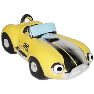 alles-meine.de GmbH Spardose - Oldtimer/Rennwagen/Auto - GELB - mit Schloß - stabile Sparbüchse aus Porzellan/Keramik - Fahrzeug Sparschwein lustig Führerschein/Reise..