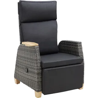 Tectake tectake® Rattansessel, mit Aluminiumgestell, verstellbare Rückenlehne und Fußablage, dicke Polsterung, 68,5 x 67 - 128 x 87 - 104 cm