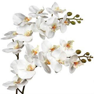 Künstliche Orchidee Kunstblumen Orchidee Gefühlsechte Orchidee Künstlich mit 9 kräftigen Blüten Zimmerpflanze Kunstpflanze Länge 87.8 cm