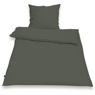 SETEX Halbleinen-Bettwäsche, 155 x 220 cm, Bezug für Bettdecke im Set mit Kissenbezug, 55 % Leinen, 45 % Baumwolle, Weiches Soft Washed Finish, 2-teiliges Bettwäsche-Set, Graphitgrau