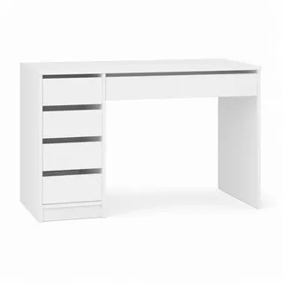 Topeshop Schreibtisch Weiß 120 Cm 5 Schubladen Schrank Modern Für Büro