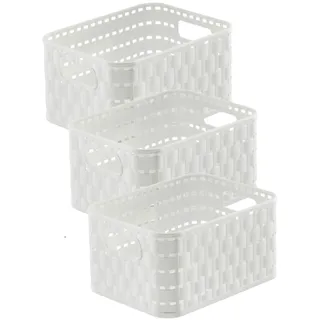 Rotho Aufbewahrungskorb 2l Rattan-Optik 18,3 x 13,7 x 9,8 cm weiß