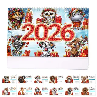 Kertaym Diamond Painting Kalender 2026, Weihnachten Kalender Mit 5 Thema, Diamond Art Painting Tischkalender, weihnachtskalender und Zubehör, Kreatives Geschenk Für Weihnachtsdekoration (B)