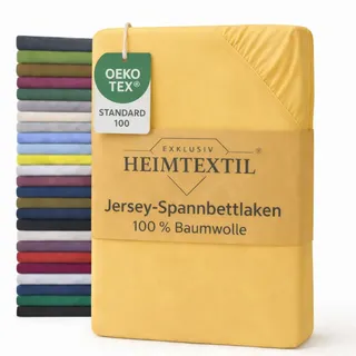 EXKLUSIV HEIMTEXTIL Spannbettlaken Jersey-Baumwolle 140 x 160 - 160 x 200 cm Gelb