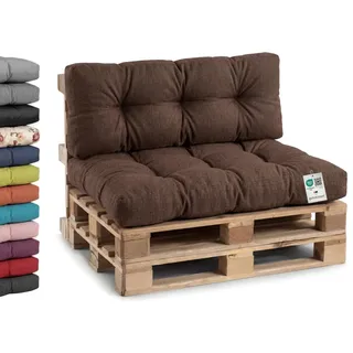 Gutekissen® Palettenkissen, Gartensofakissen, Gesteppte Kissen gefüllt mit granuliertem Poulirette-Schaum, viele Farben und Größen PPI (Sitzkissen 120x60, gesteppt Braun)